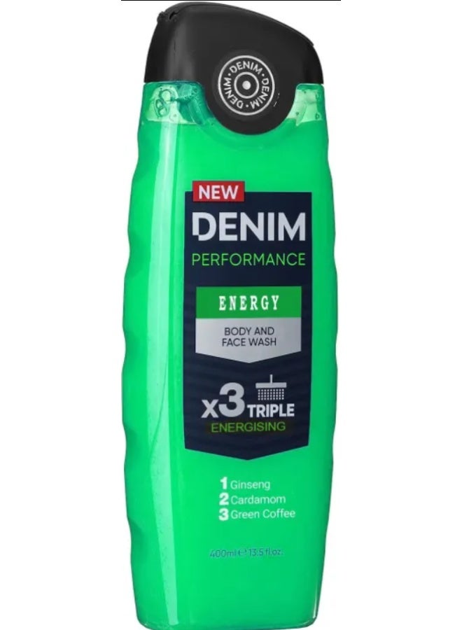 Performance Energy Body & Face Wash x3  Triple Energising 400ML